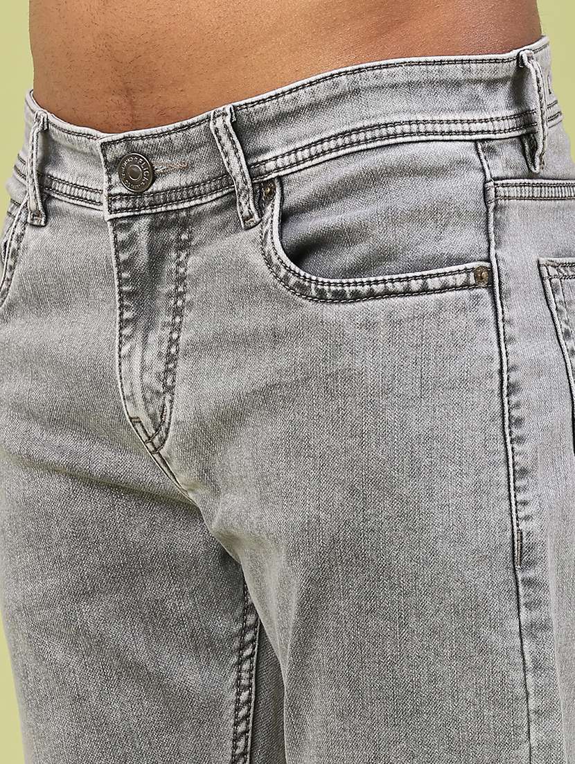 men plain mid rise full length tapered jeans - 22184643 -  Standard Image - 1