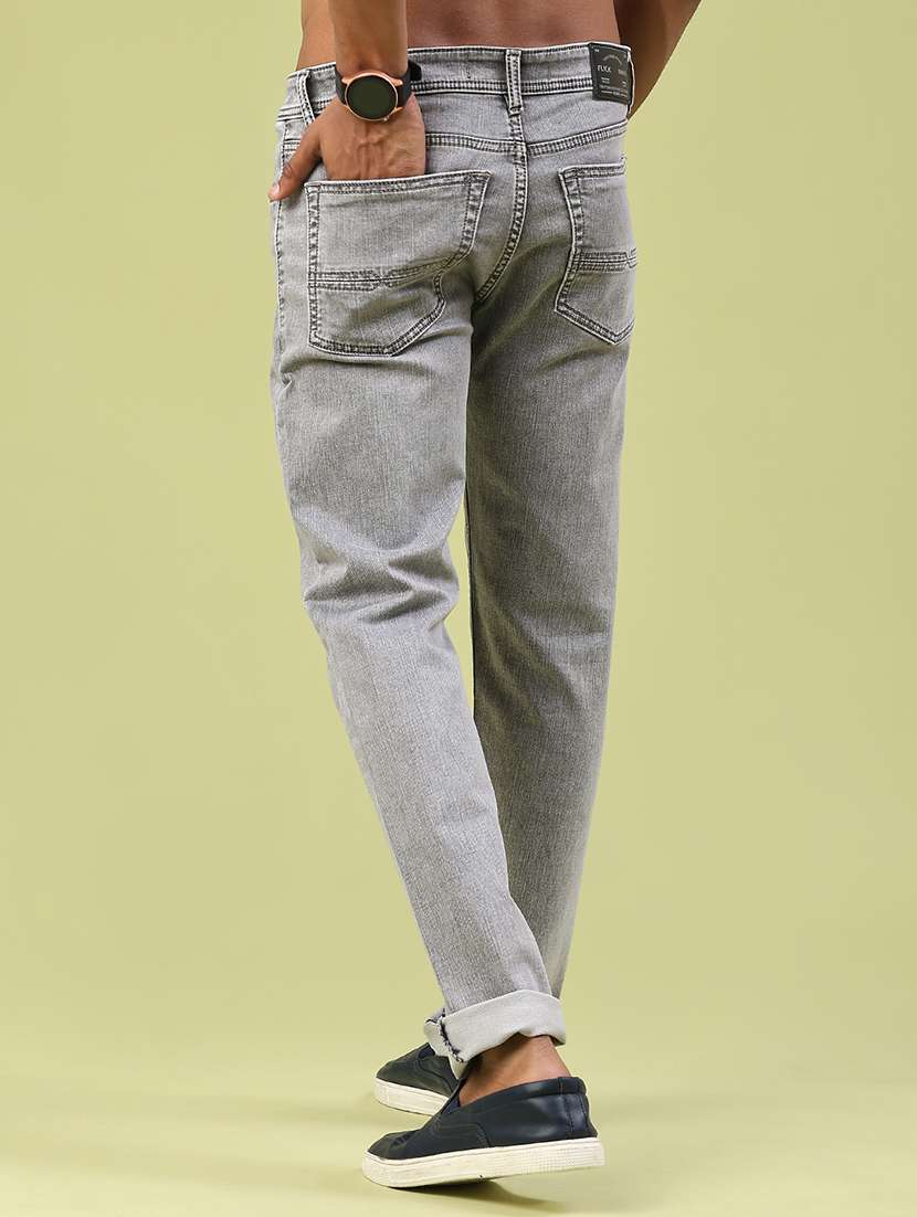 men plain mid rise full length tapered jeans - 22184643 -  Standard Image - 4