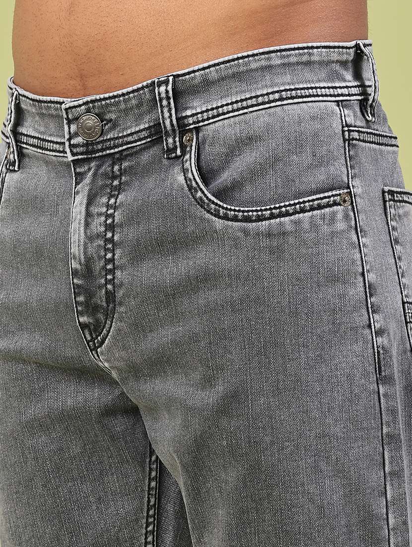 men plain mid rise full length straight jeans - 22184644 -  Standard Image - 1