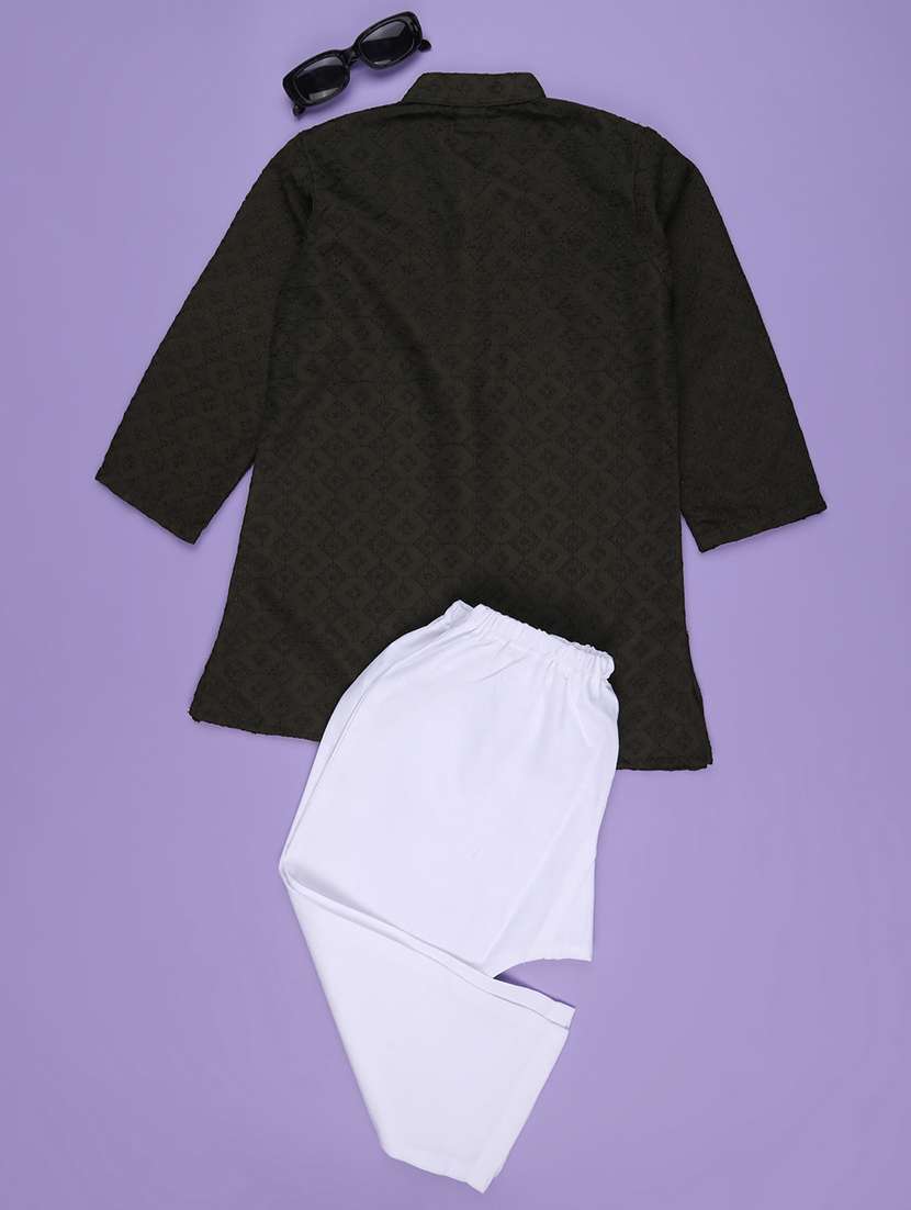 boys embroidered kurta and pyjama set - 22184662 -  Standard Image - 1