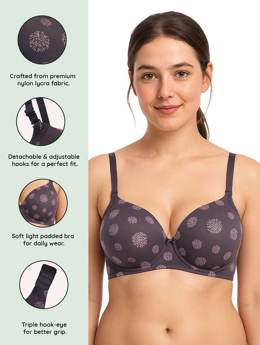 women printed lightly padded t-shirt bra - 22184805 -  Standard Image - 4