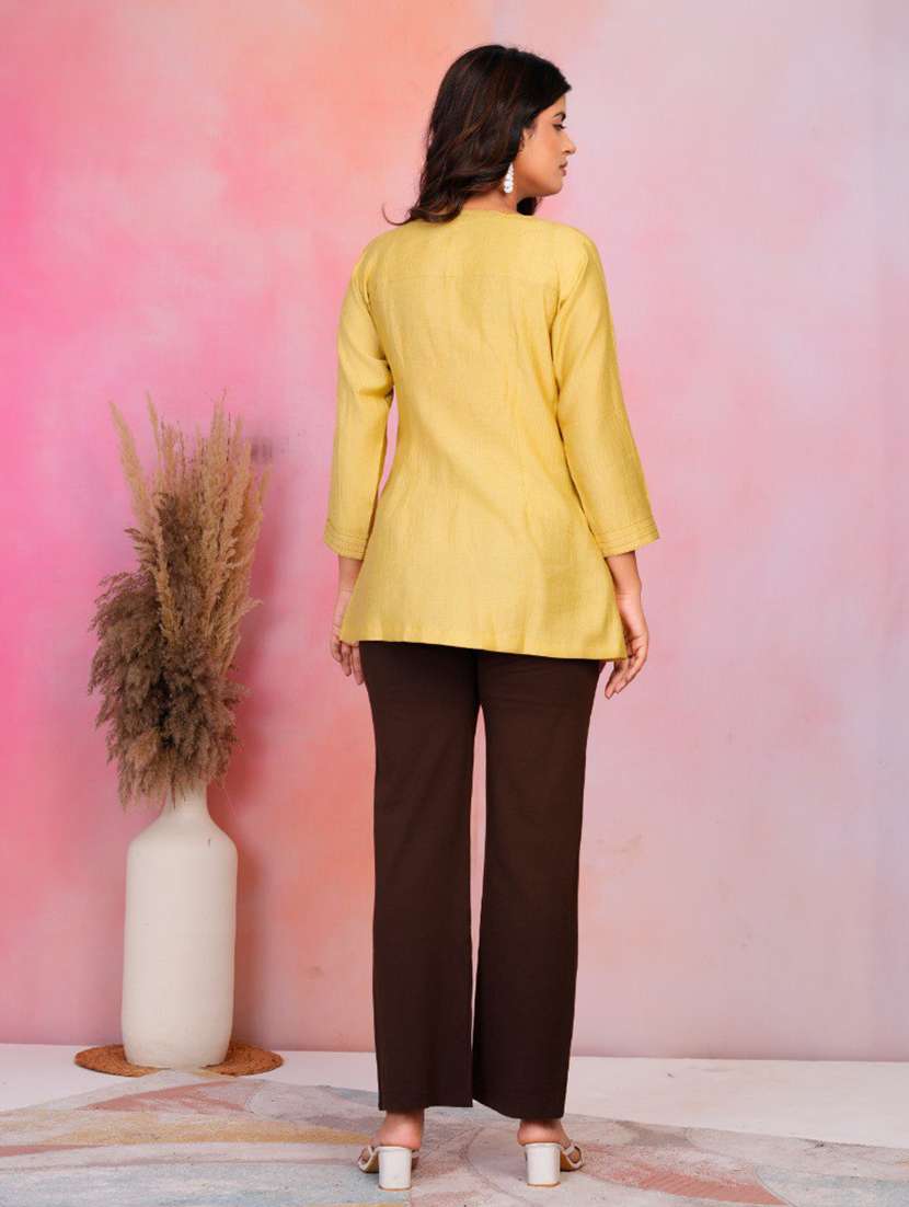 women solid with work long sleeve a-line tunic - 22184811 -  Standard Image - 4