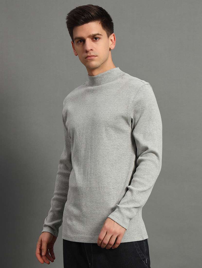 men solid long sleeve slim fit pullover - 22184864 -  Standard Image - 1