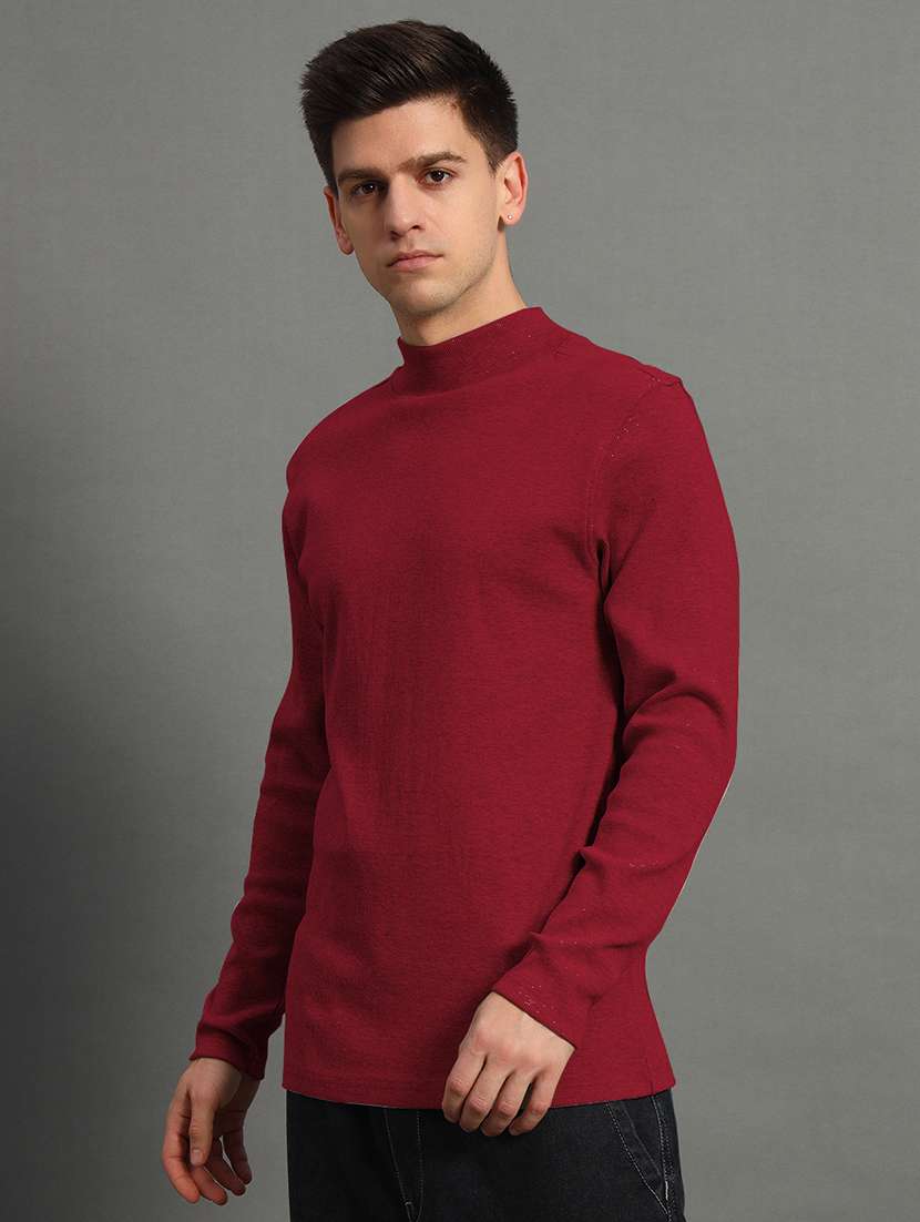 men solid long sleeve slim fit pullover - 22184865 -  Standard Image - 1