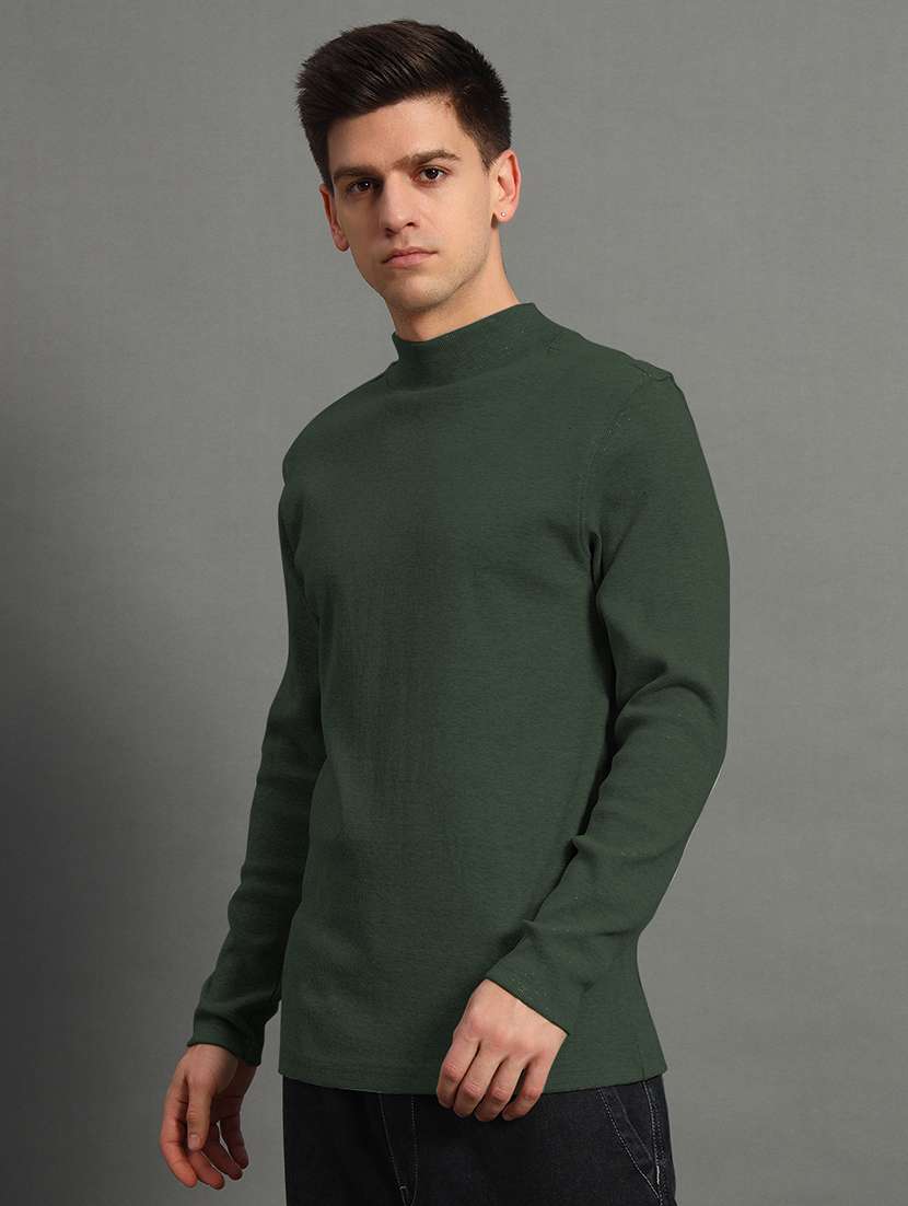 men solid long sleeve slim fit pullover - 22184866 -  Standard Image - 1
