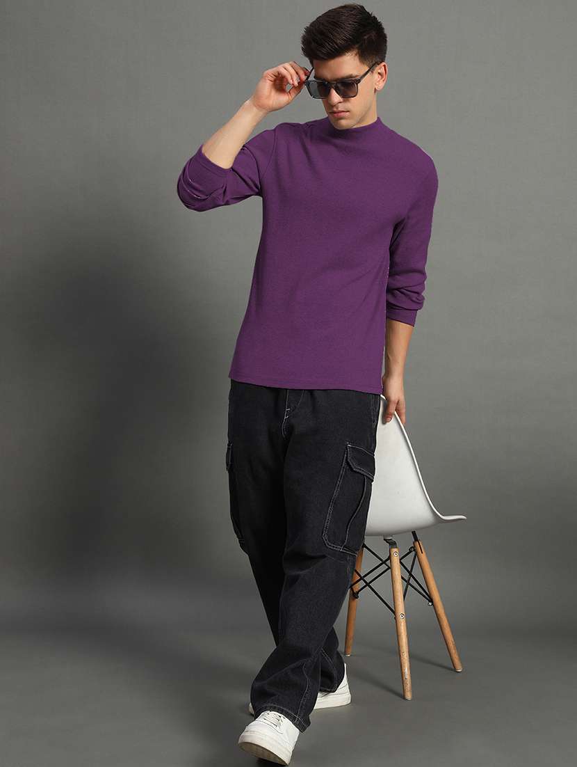 men solid long sleeve slim fit pullover - 22184867 -  Standard Image - 4