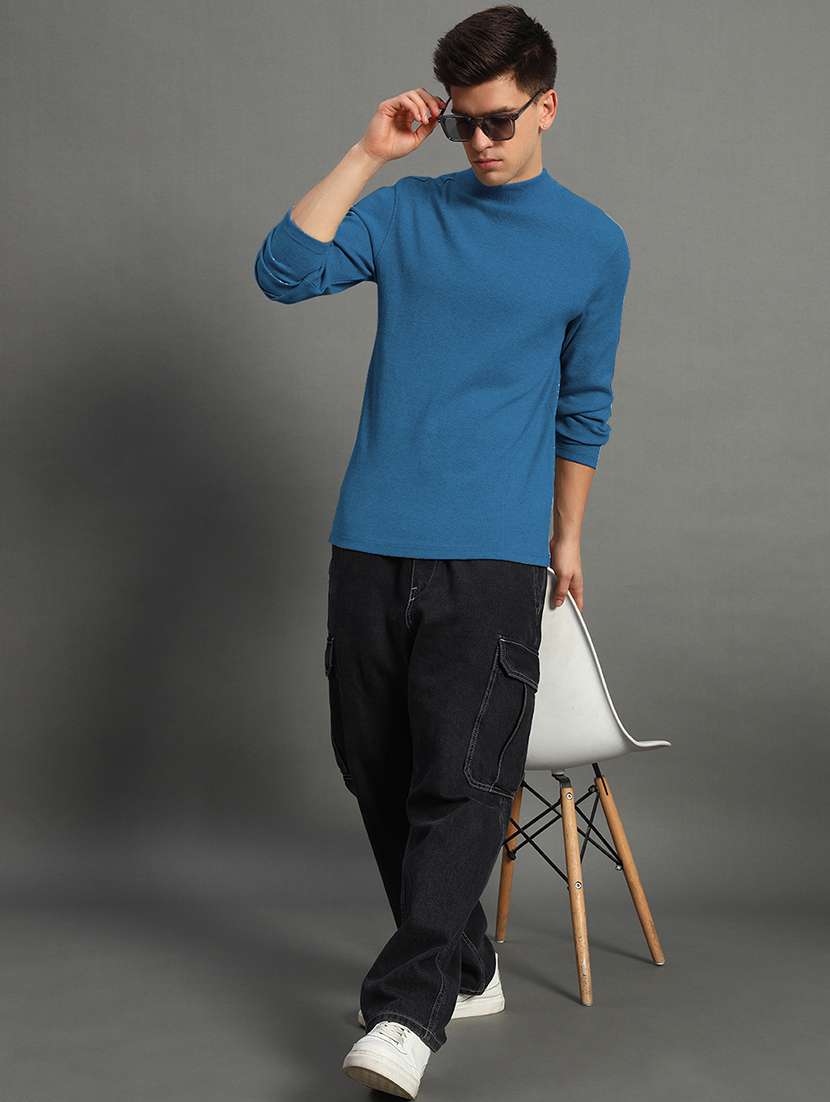 men solid long sleeve slim fit pullover - 22184869 -  Standard Image - 4