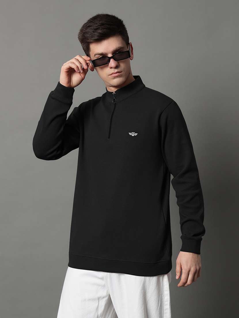men solid long sleeve regular fit sweatshirt