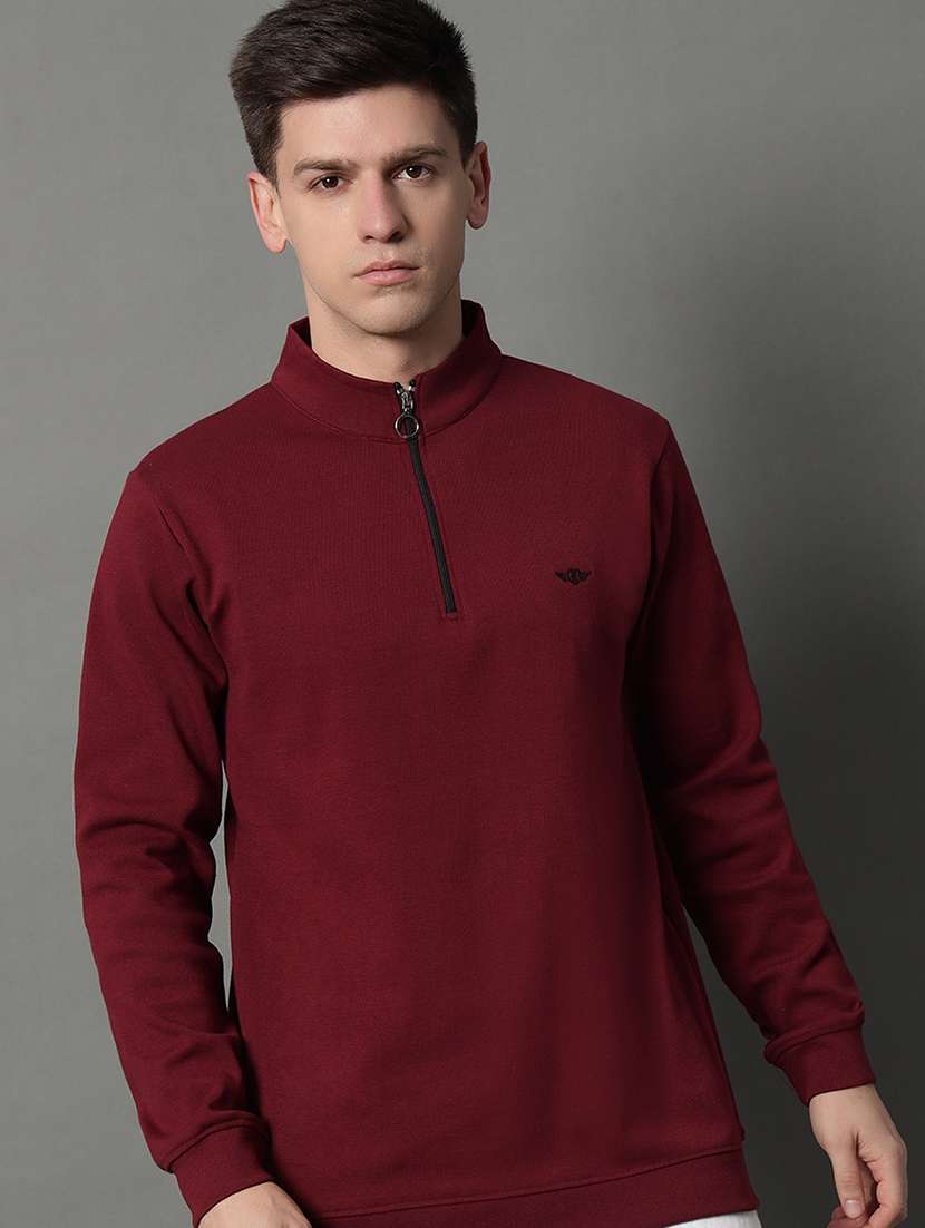 men solid long sleeve regular fit sweatshirt