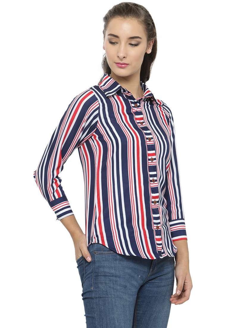 women collared three quarter sleeve regular fit shirt - 22184965 -  Standard Image - 1