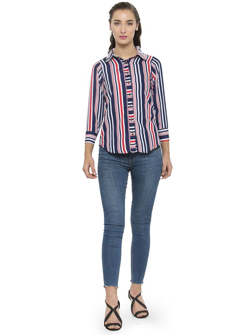 women collared three quarter sleeve regular fit shirt - 22184965 -  Standard Image - 4