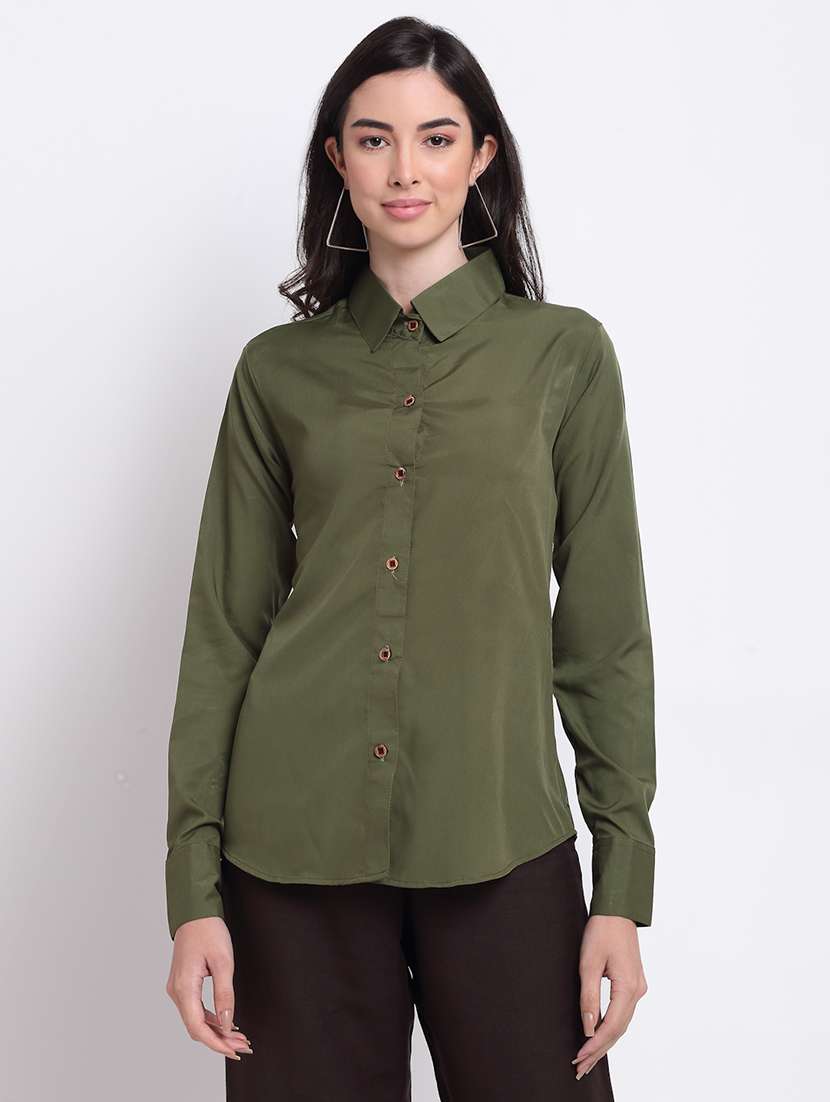 women collared long sleeve regular fit shirt
