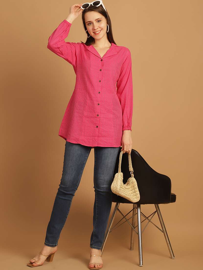 women lapel collar long sleeve regular fit shirt - 22185012 -  Standard Image - 4
