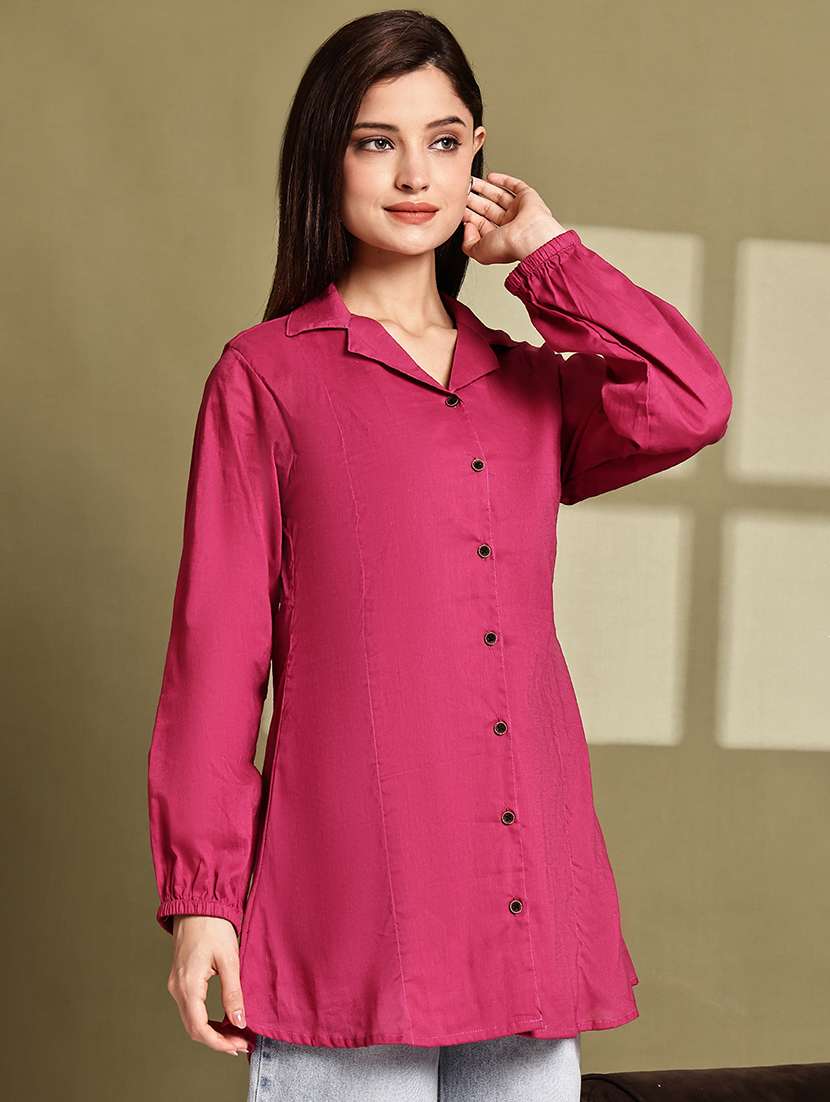 women lapel collar long sleeve regular fit shirt - 22185016 -  Standard Image - 1