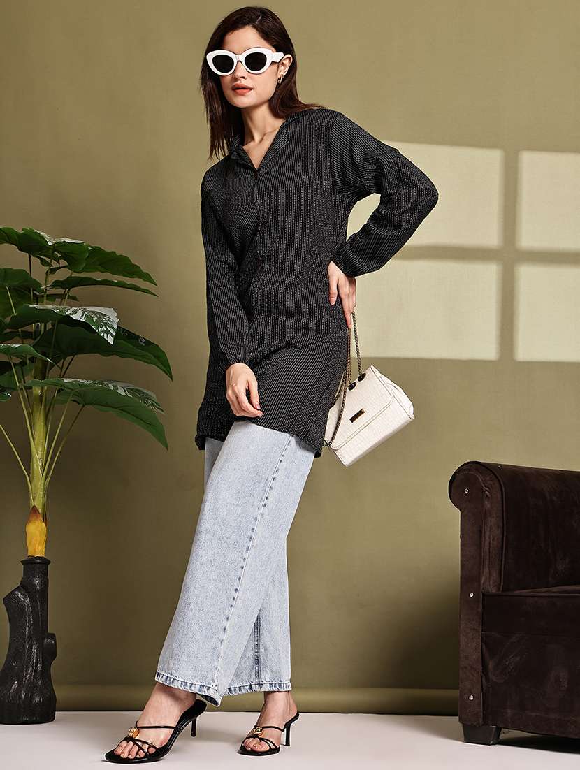 women lapel collar long sleeve regular fit shirt - 22185018 -  Standard Image - 4