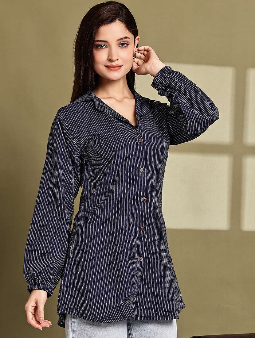 women lapel collar long sleeve regular fit shirt - 22185020 -  Standard Image - 1