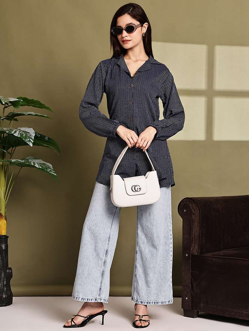 women lapel collar long sleeve regular fit shirt - 22185020 -  Standard Image - 4