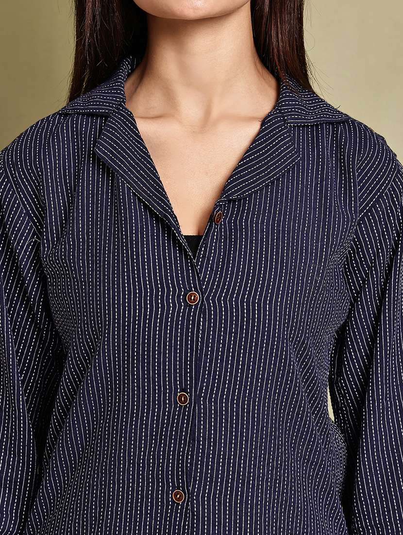 women lapel collar long sleeve regular fit shirt - 22185020 -  Standard Image - 6