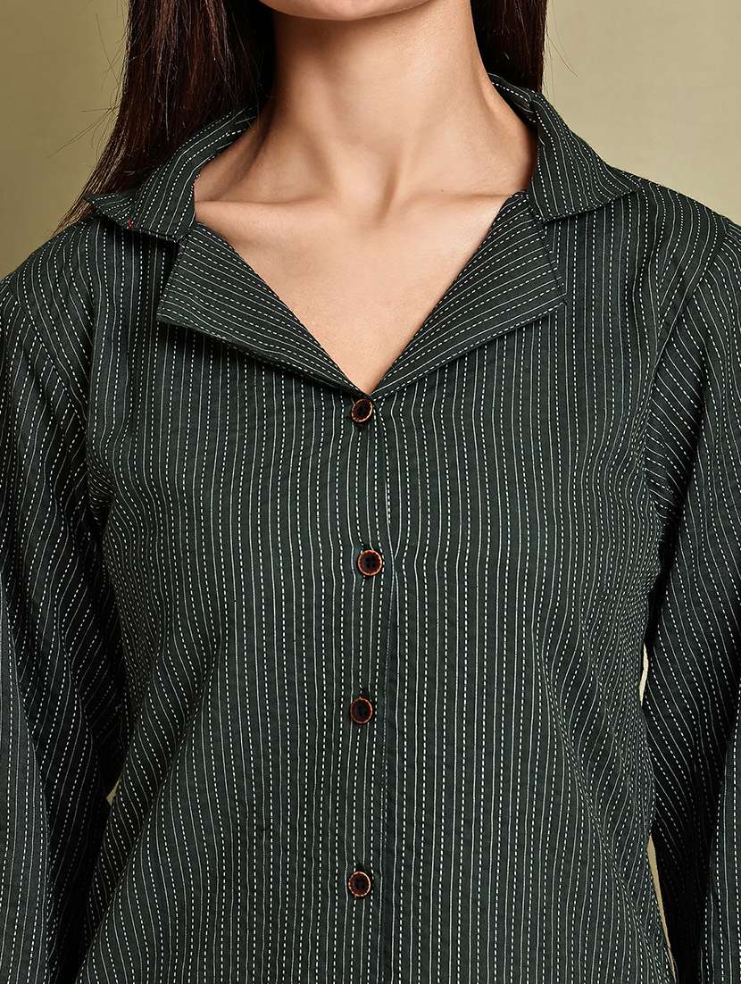 women lapel collar long sleeve regular fit shirt - 22185021 -  Standard Image - 6