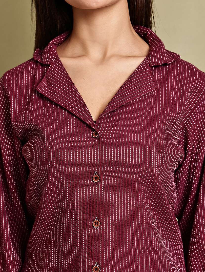 women lapel collar long sleeve regular fit shirt - 22185022 -  Standard Image - 6