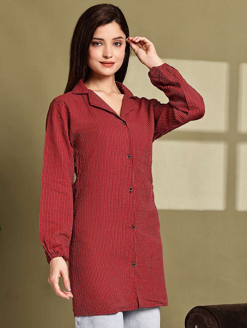 women lapel collar long sleeve regular fit shirt - 22185023 -  Standard Image - 1