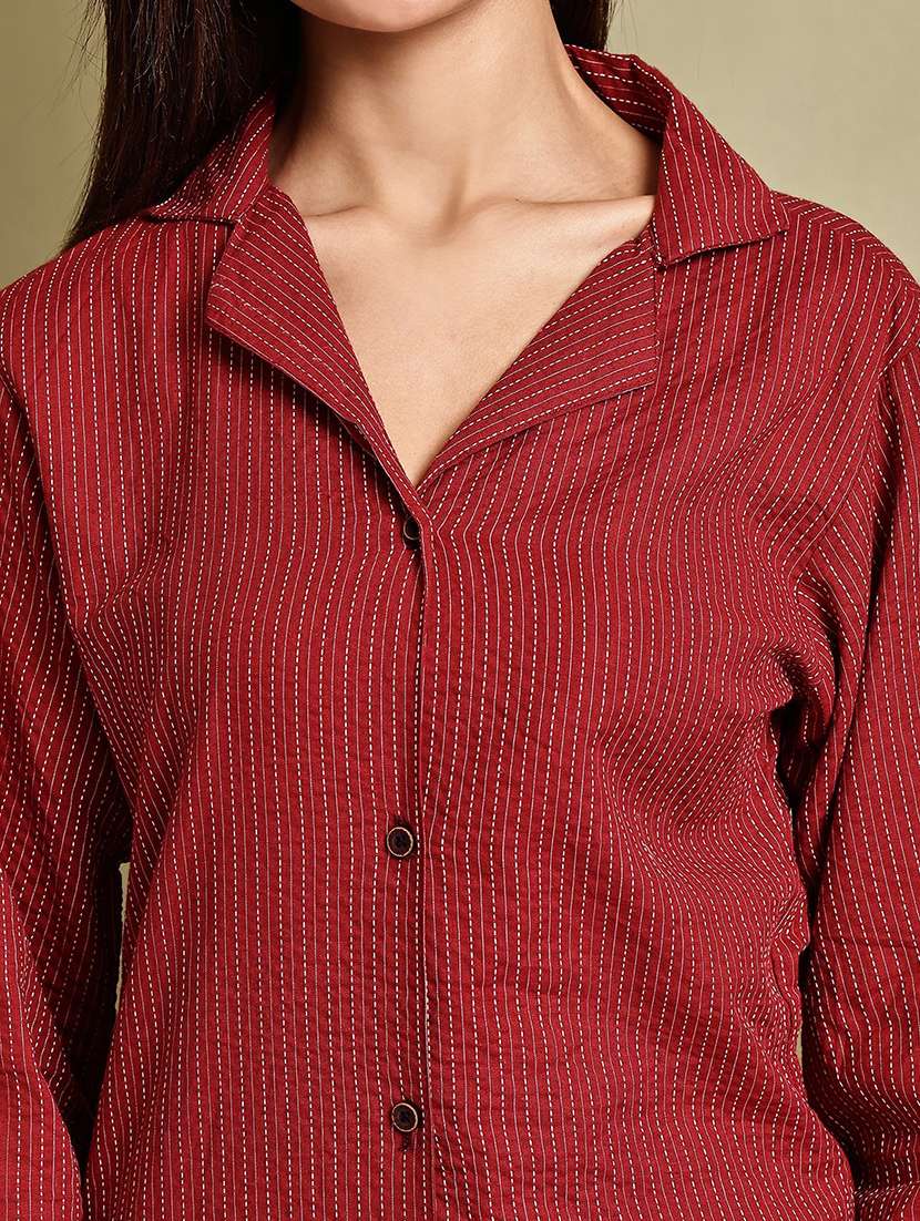 women lapel collar long sleeve regular fit shirt - 22185023 -  Standard Image - 6