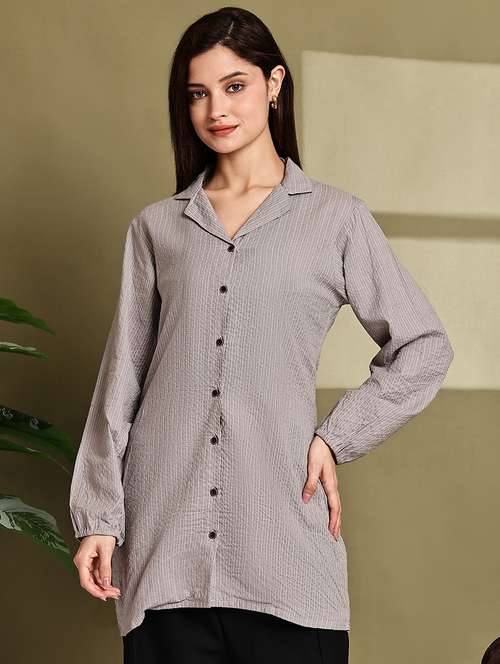 women lapel collar long sleeve regular fit shirt - 22185025 -  Standard Image - 0