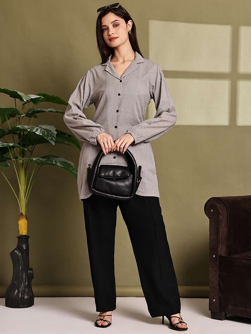 women lapel collar long sleeve regular fit shirt - 22185025 -  Standard Image - 4