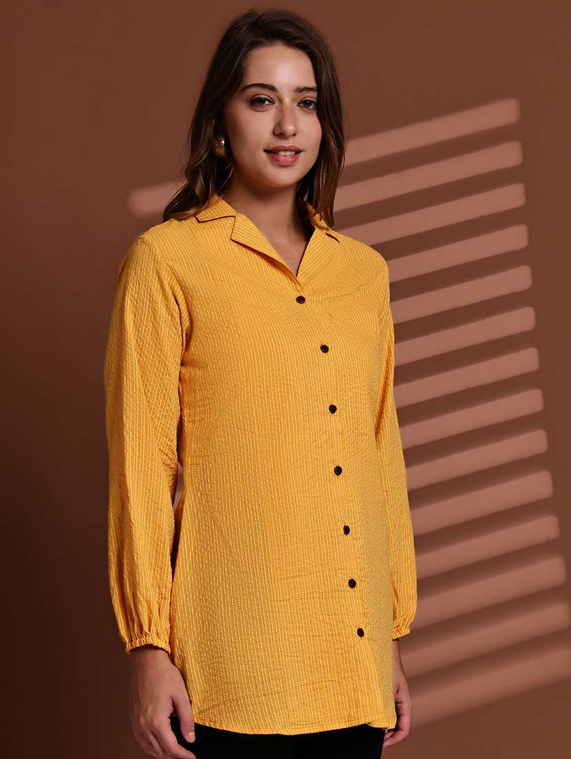 women lapel collar long sleeve regular fit shirt - 22185027 -  Standard Image - 1