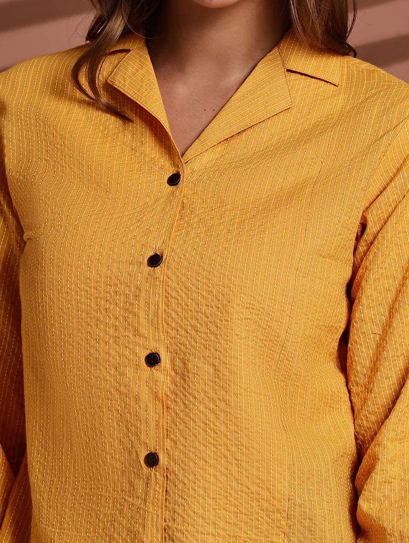 women lapel collar long sleeve regular fit shirt - 22185027 -  Standard Image - 6