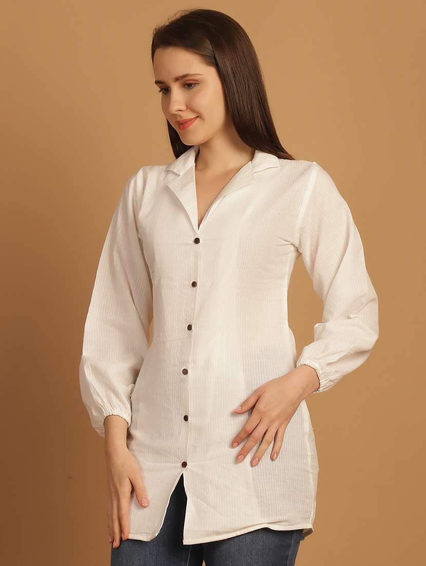 women lapel collar long sleeve regular fit shirt - 22185029 -  Standard Image - 1