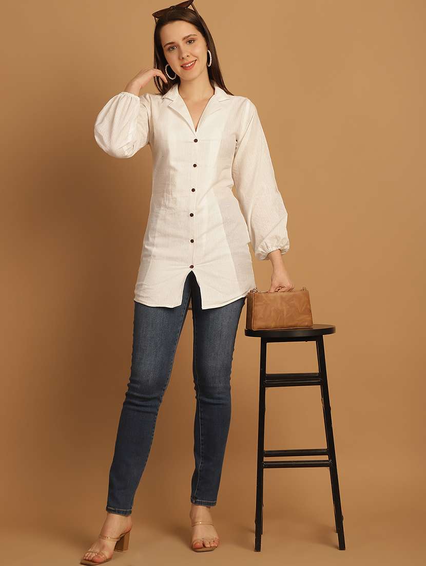 women lapel collar long sleeve regular fit shirt - 22185029 -  Standard Image - 4