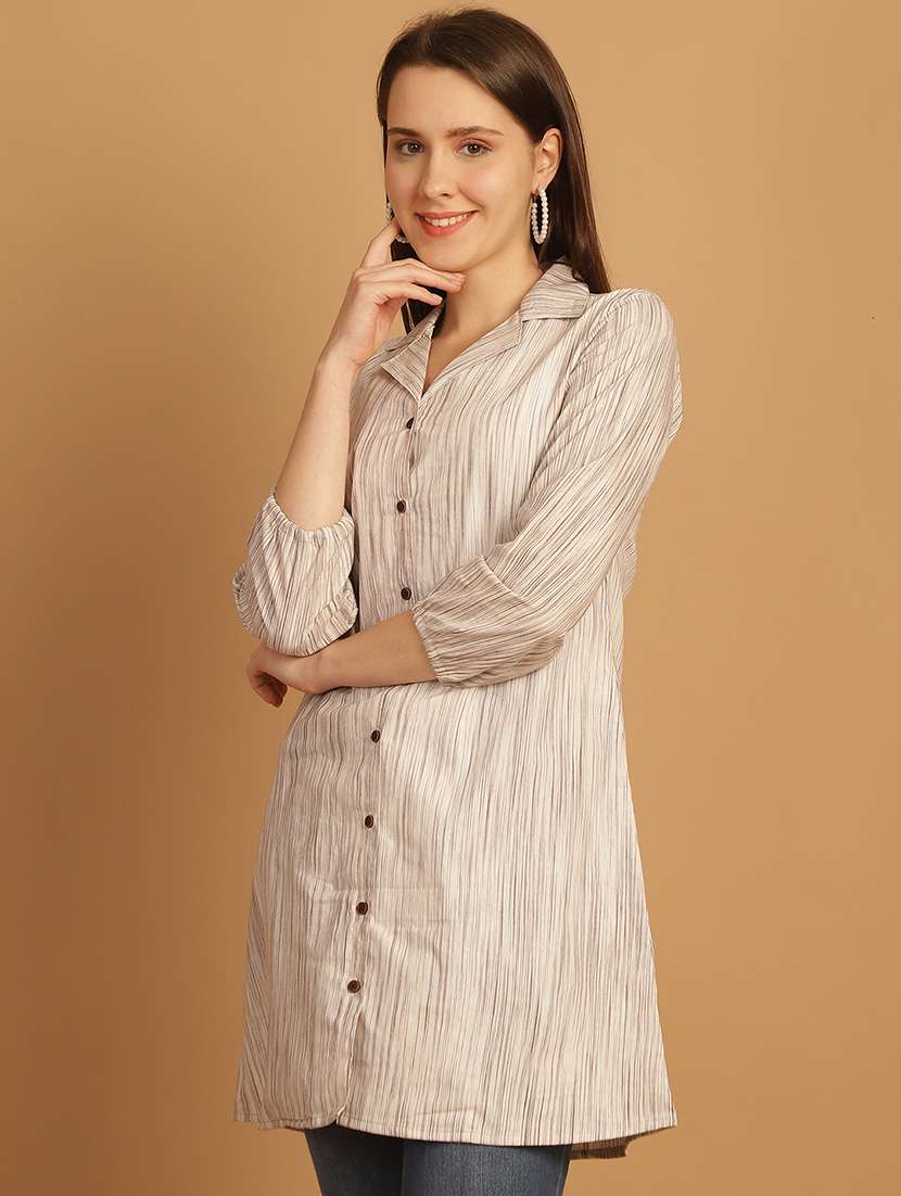 women lapel collar long sleeve regular fit shirt - 22185030 -  Standard Image - 1