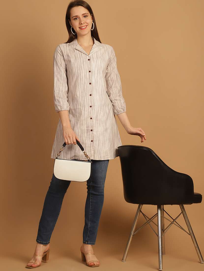 women lapel collar long sleeve regular fit shirt - 22185030 -  Standard Image - 4