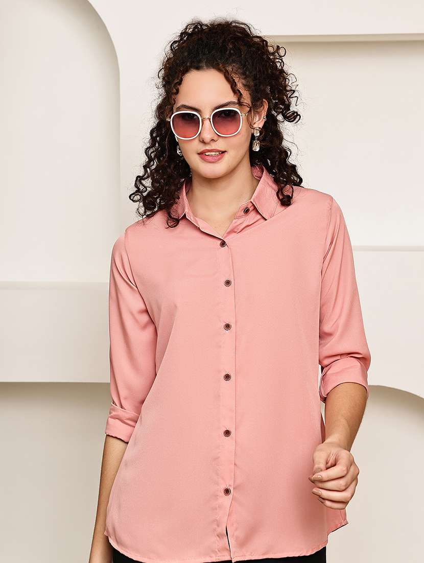 women collared roll up sleeve regular fit shirt - 22185036 -  Standard Image - 1
