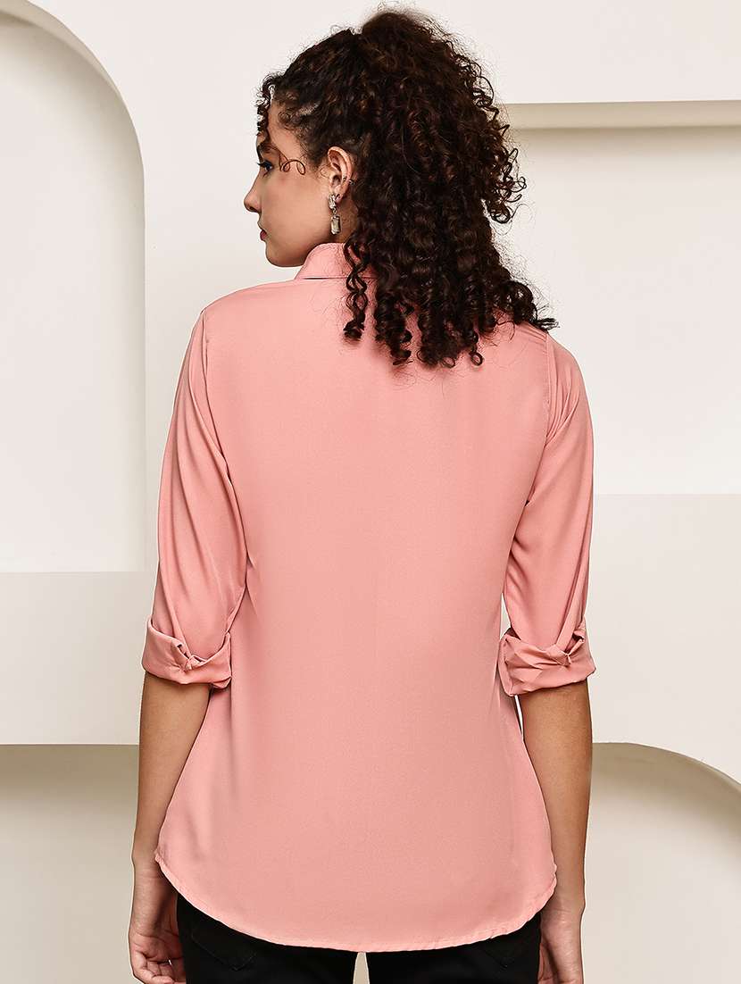 women collared roll up sleeve regular fit shirt - 22185036 -  Standard Image - 4