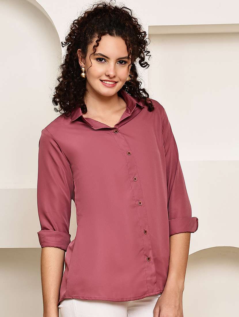 women collared roll up sleeve regular fit shirt - 22185037 -  Standard Image - 1