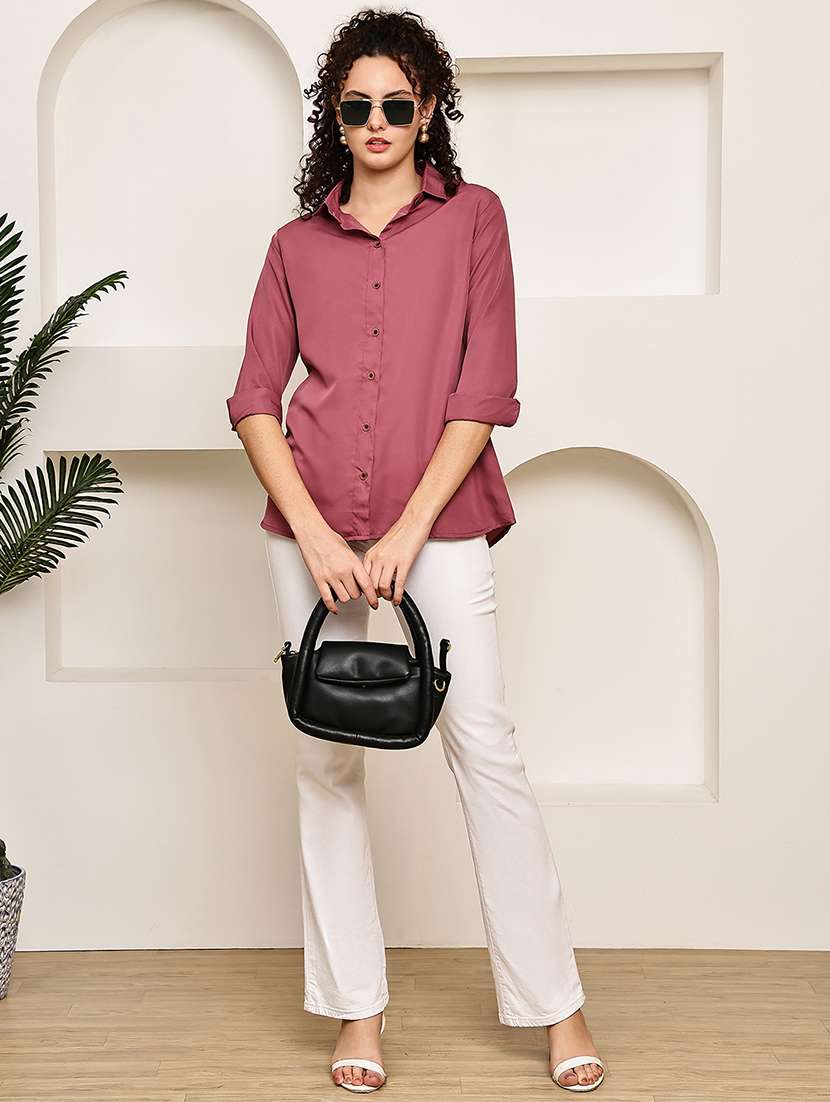 women collared roll up sleeve regular fit shirt - 22185037 -  Standard Image - 4