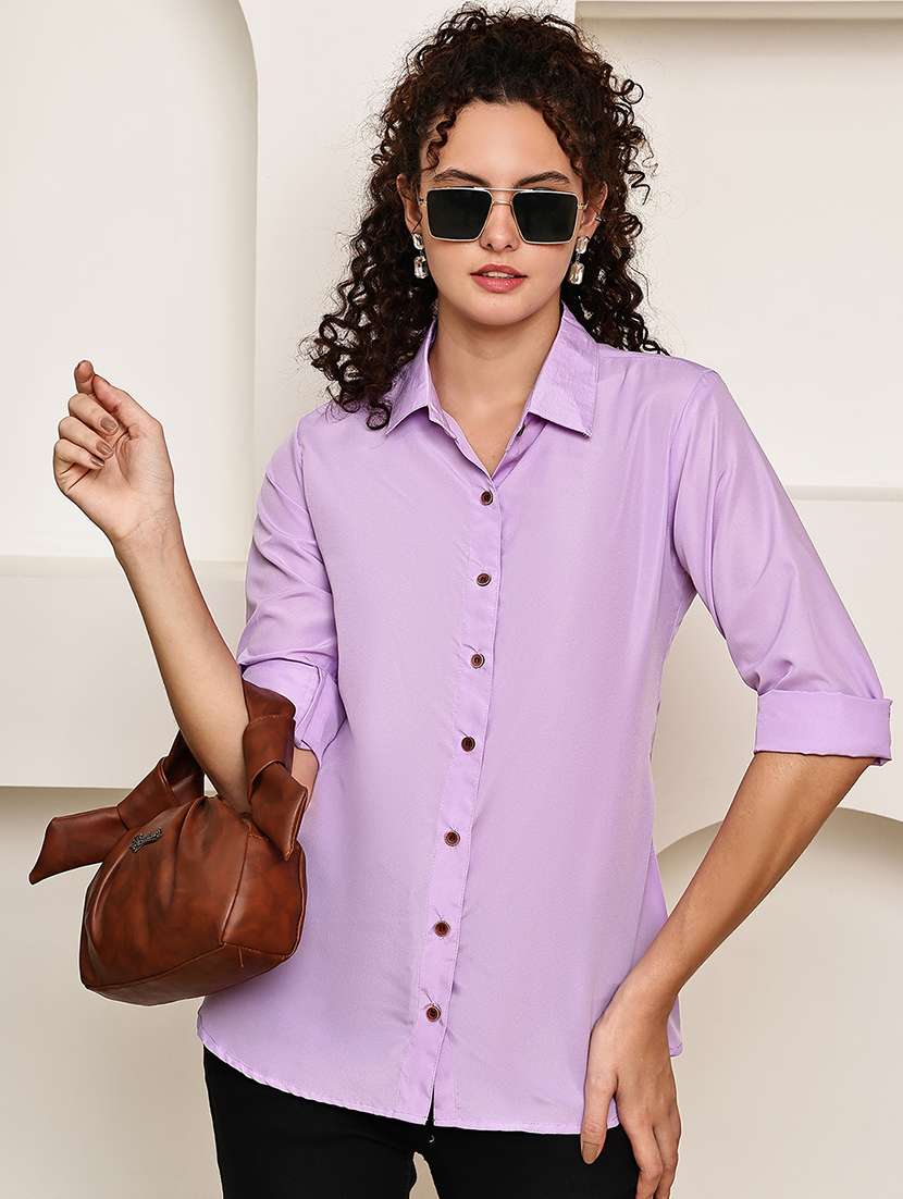women collared roll up sleeve regular fit shirt - 22185038 -  Standard Image - 1