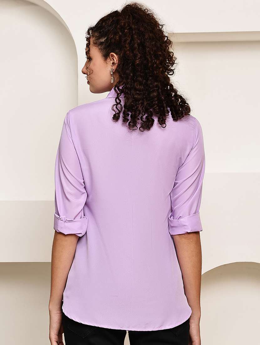 women collared roll up sleeve regular fit shirt - 22185038 -  Standard Image - 4