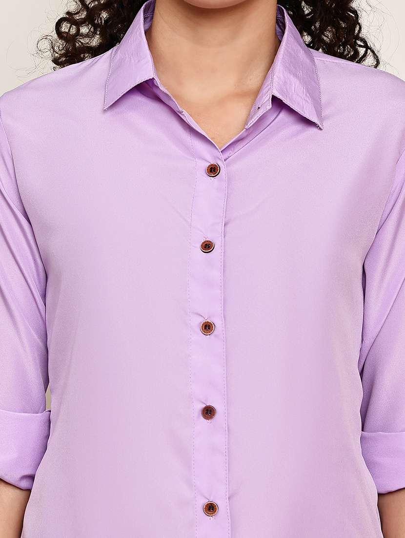 women collared roll up sleeve regular fit shirt - 22185038 -  Standard Image - 6