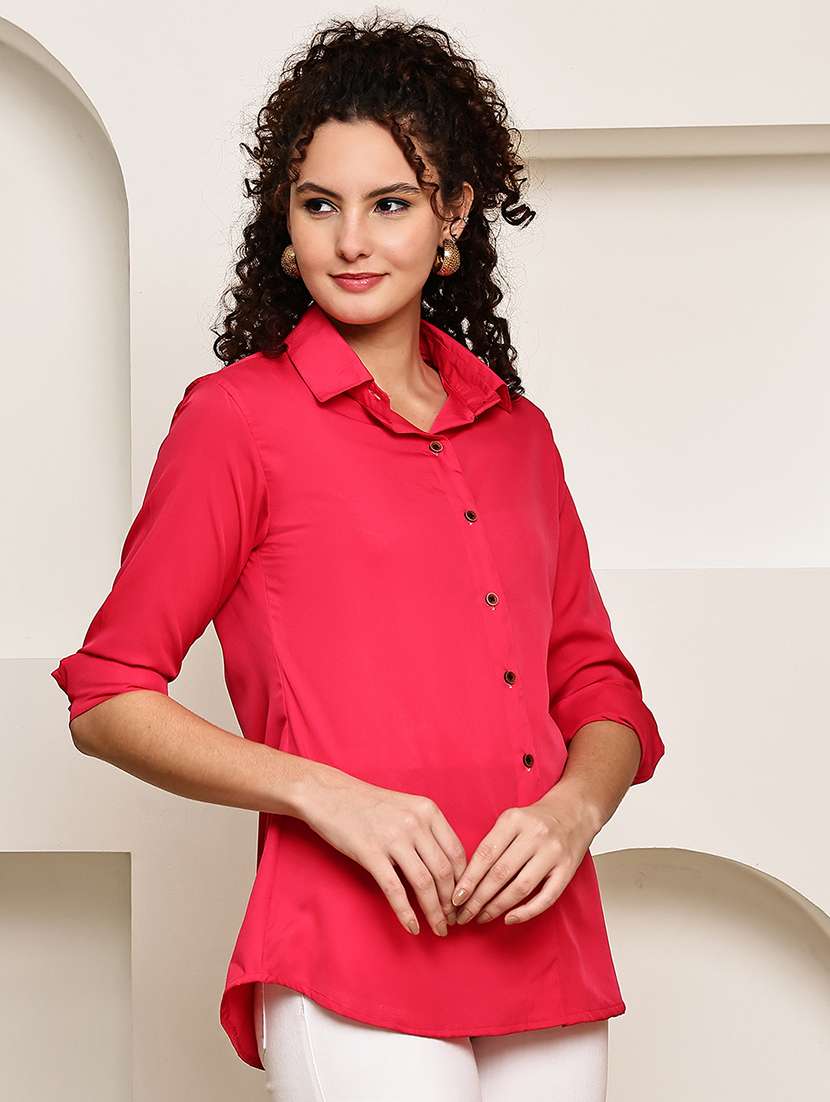 women collared roll up sleeve regular fit shirt - 22185039 -  Standard Image - 1