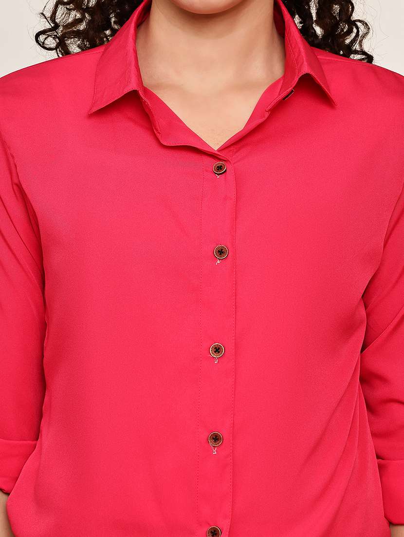 women collared roll up sleeve regular fit shirt - 22185039 -  Standard Image - 6