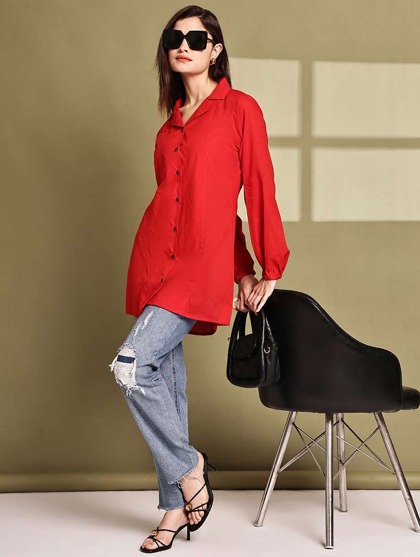 women lapel collar long sleeve regular fit shirt - 22185044 -  Standard Image - 4