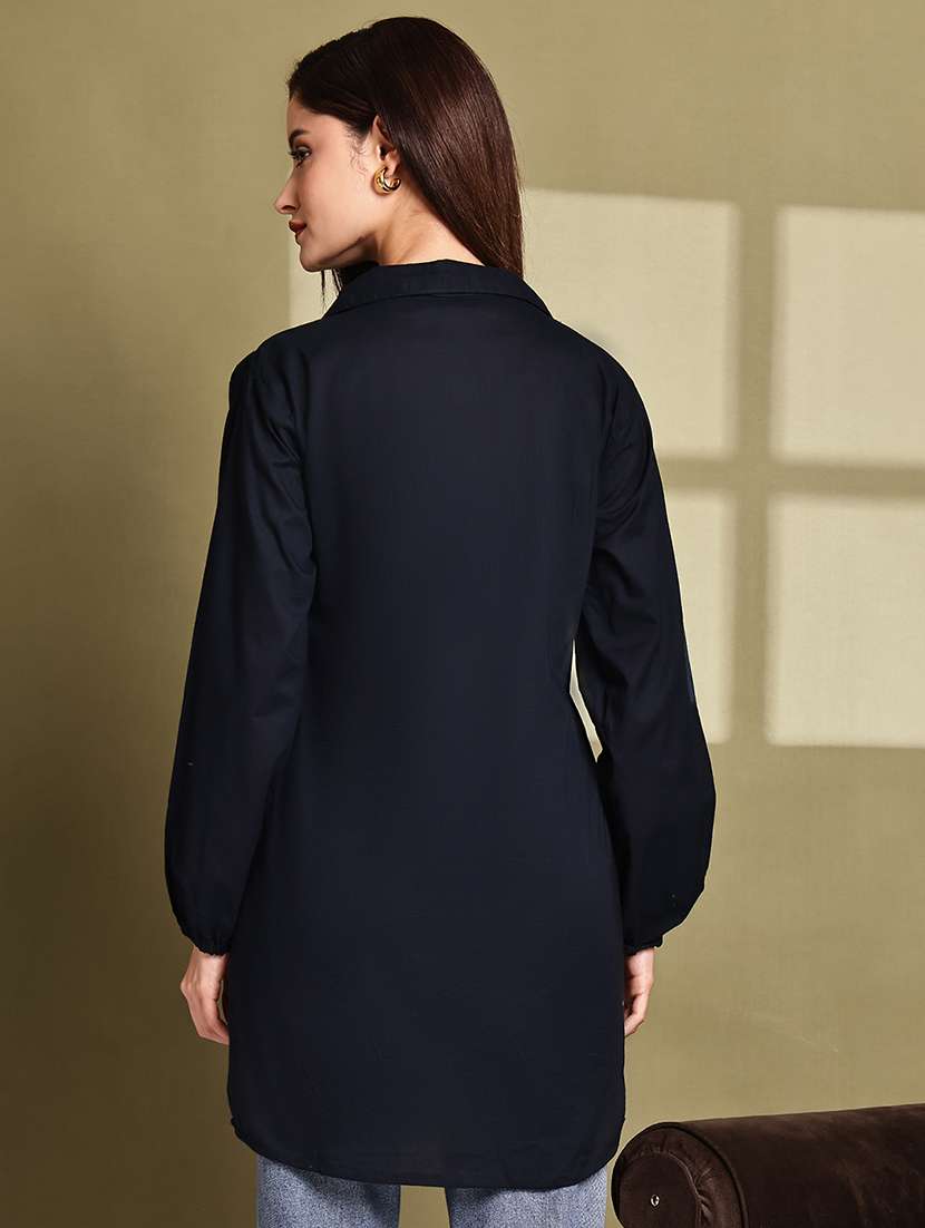women lapel collar long sleeve regular fit shirt - 22185045 -  Standard Image - 4