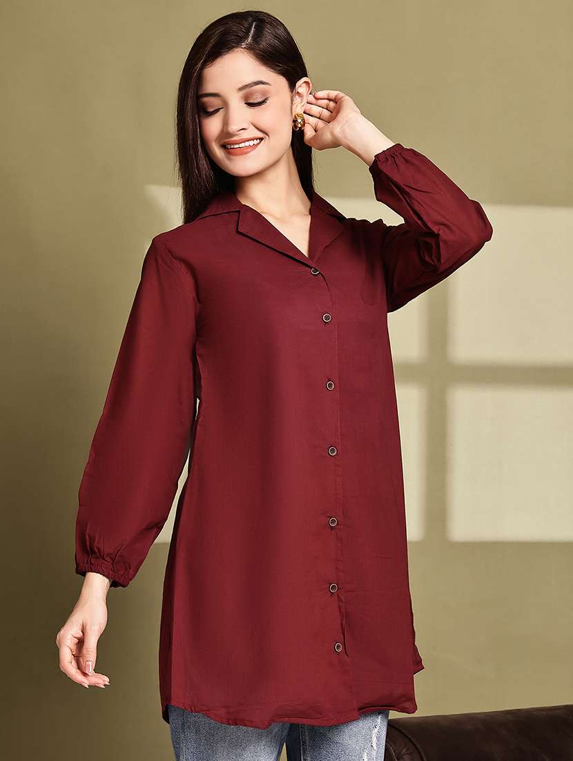 women lapel collar long sleeve regular fit shirt - 22185047 -  Standard Image - 1