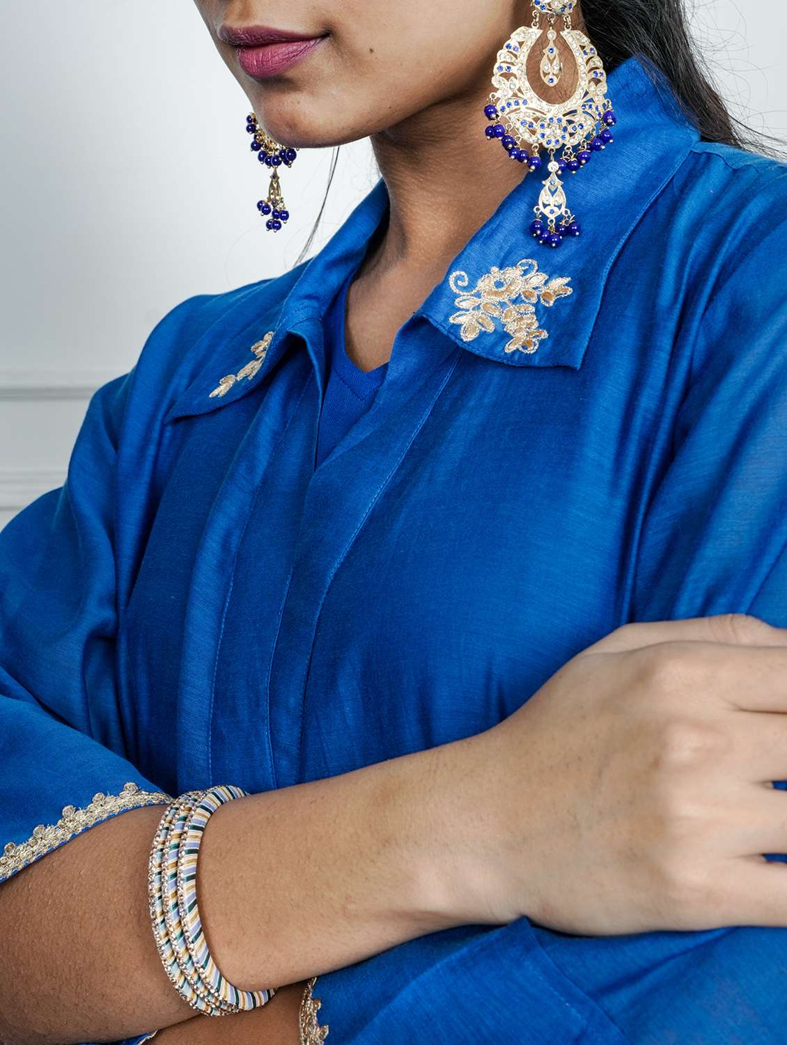 women solid three quarter sleeve straight kurta  - 22185075 -  Standard Image - 4