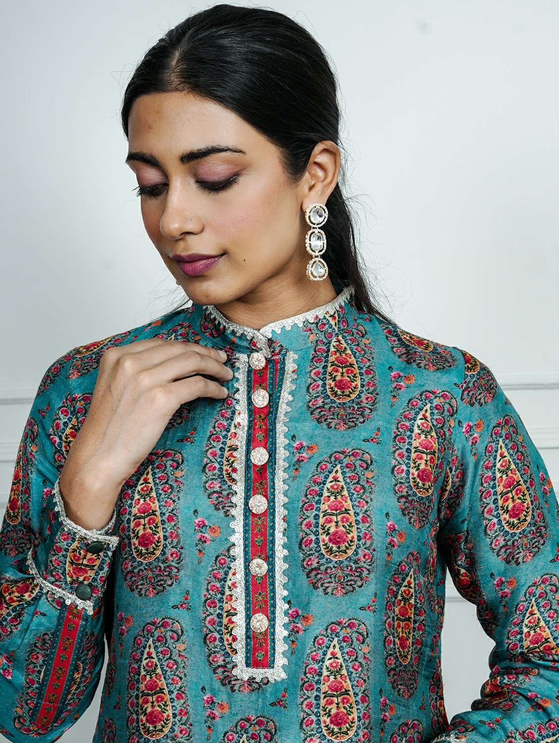 women printed long sleeve kurta palazzo set - 22185089 -  Standard Image - 4