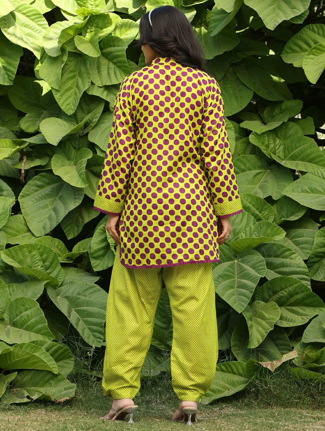 Women Polka Dot Printed Long Sleeve Kurta Salwar Set - 22185103 -  Standard Image - 4
