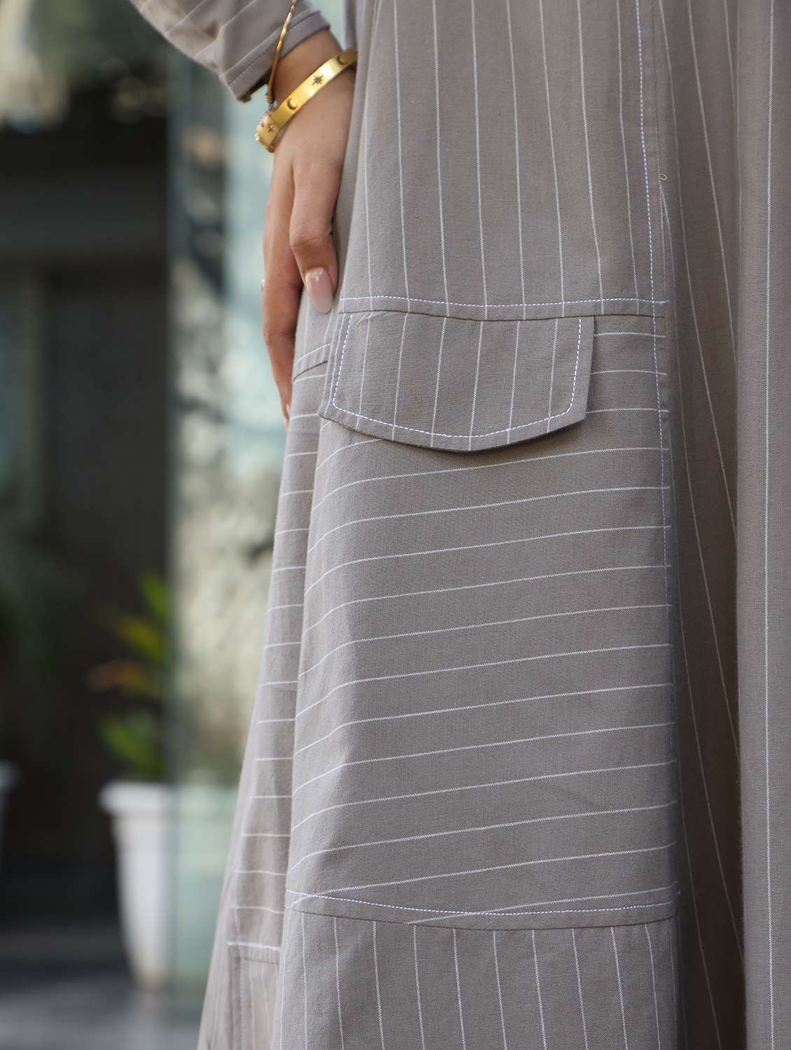 women striped long sleeve a-line dress - 22185105 -  Standard Image - 4